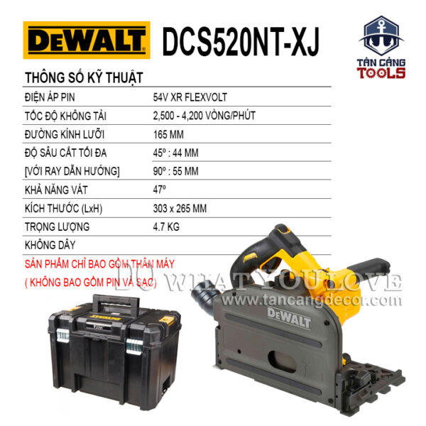 Alternative view of Máy Cưa Đĩa 165mm Dùng Pin Flex Volt 54V Dewalt DCS520NT-XJ ( TrackSaw ) ( Thân Máy )