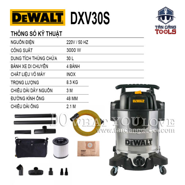 Alternative view of Máy Hút Bụi Công Nghiệp 3 Chức Năng 30 Lít 3000W Dewalt DXV30S