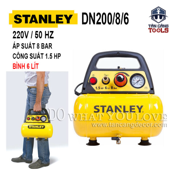Máy Nén Khí Không Dầu 6 Lít 1.5 HP Stanley DN200/8/6