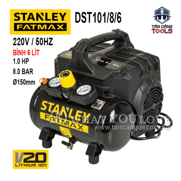 Máy Nén Khí Không Dầu 6 Lít 1.0 HP Stanley FatMax DST101/8/6 ( Siêu Giảm Âm )