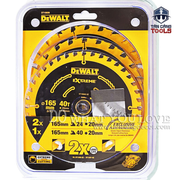 Combo 3 Lưỡi Cưa Gỗ Hợp Kim 165 x 20 mm x 24 - 40T DeWalt DT106099-QZ - Ảnh 3