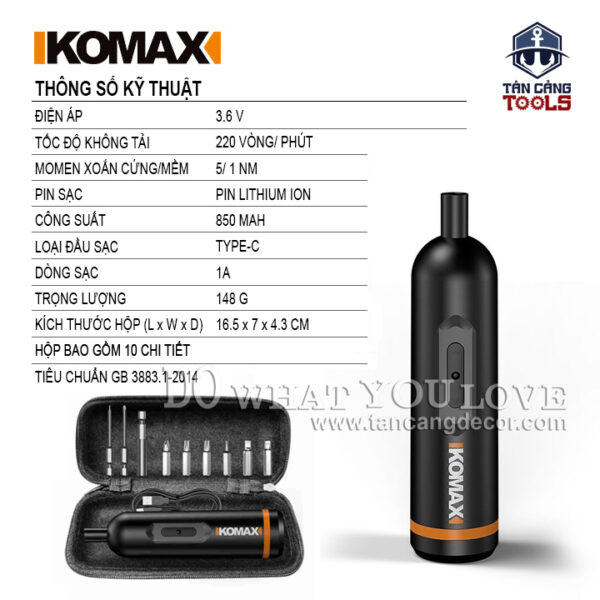 Alternative view of Máy Vặn Vít Điện Tử Sạc USB Komax 3.6V ( Đi Kèm 10 Chi Tiết )