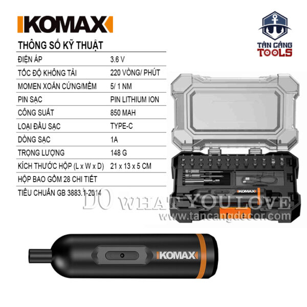 Alternative view of Máy Vặn Vít Điện Tử Sạc USB Komax 3.6V ( Đi Kèm 28 Chi Tiết )