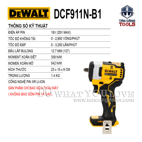 Alternative view of Máy Siết Bu Lông Dùng Pin DeWalt 18V DCF911N-B1 1/2 Inches ( Thân Máy )