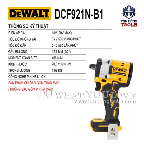 Alternative view of Máy Siết Bu Lông Dùng Pin DeWalt 20V DCF921N-B1 1/2 Inches ( Thân Máy )