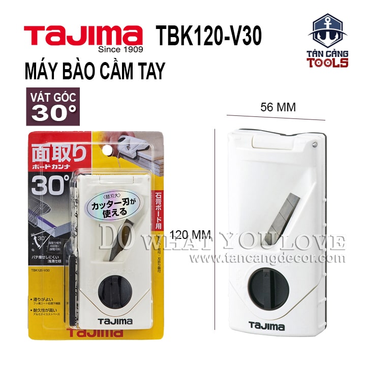 Dụng Cụ Bào, Gọt Cạnh Vát Góc 30 Độ Dài 120 mm Tajima TBK120-V30