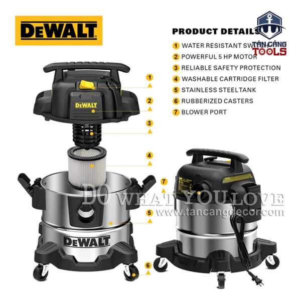 Máy Hút Bụi Công Nghiệp 3 Chức Năng 25 Lít 3000W Dewalt DXV25S - Ảnh 3