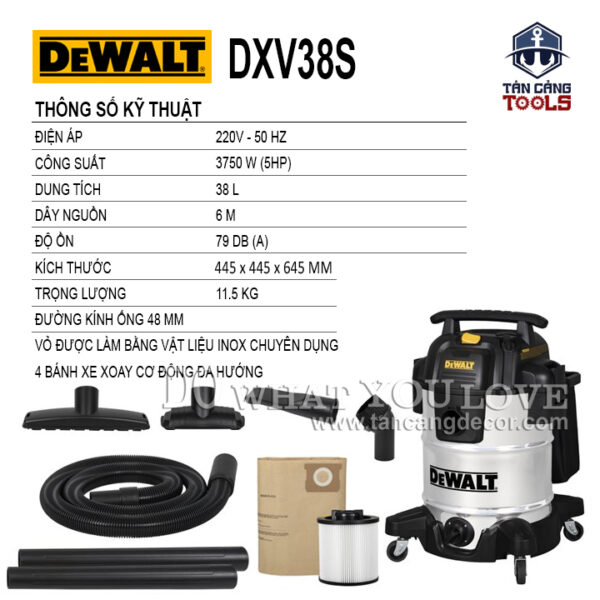 Alternative view of Máy Hút Bụi Công Nghiệp 3 Chức Năng 38 Lít 3750W Dewalt DXV38S