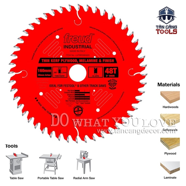 Lưỡi Cưa Gỗ Hợp Kim Freud Industrial 165 x 20 mm x 48T LU79R006M20 ( Chuyên Ván Công Nghiệp ) - Ảnh 4