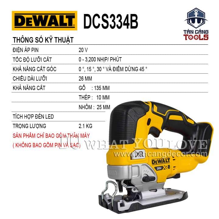 Máy Cưa Lọng Dùng Pin Có 7 Cấp Điều Tốc DeWalt 20V DCS334B ( Thân Máy ) - Ảnh 2