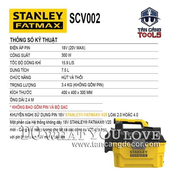 Alternative view of Máy Hút Thổi Bụi Dùng Pin 20V Stanley FatMax SCV002 ( Thân Máy )