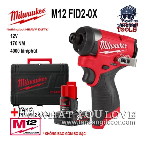 Máy Vặn Vít Dùng Pin Milwaukee M12 FID2-0X Phiên Bản Mới ( Thân Máy, Tặng Pin 6Ah )
