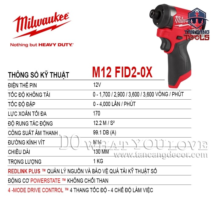 Máy Vặn Vít Dùng Pin Milwaukee M12 FID2-0X Phiên Bản Mới ( Thân Máy, Tặng Pin 6Ah ) - Ảnh 2