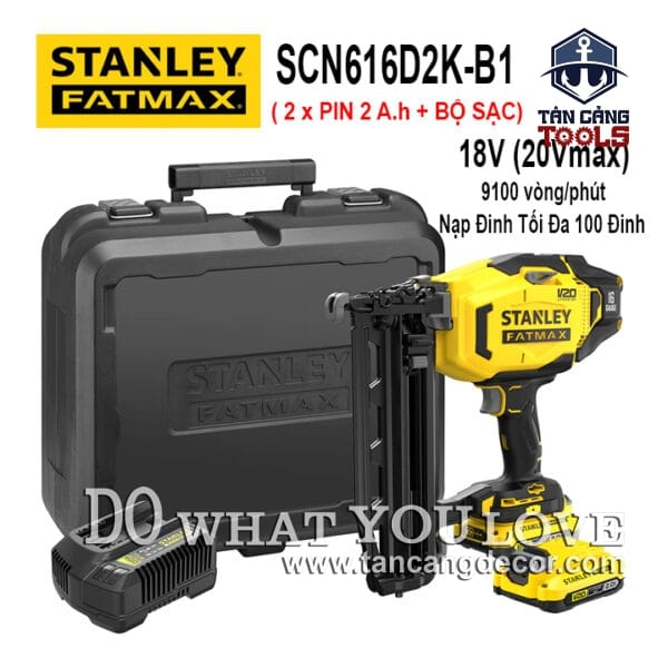 Combo Súng Bắn Đinh T Dùng Pin 20V Stanley FatMax SCN616D2K-B1 ( Thân Máy. 2 Pin 2.0Ah, Sạc )