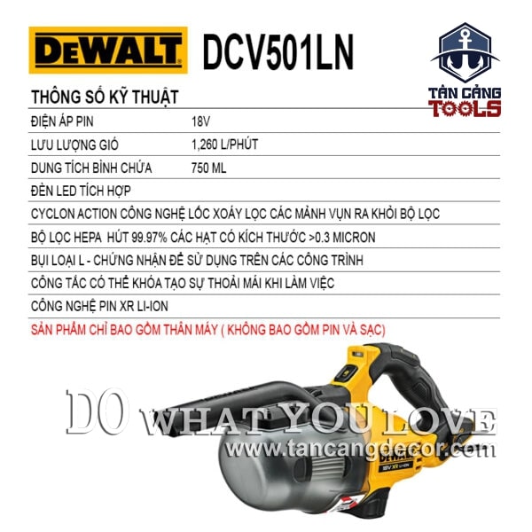 Alternative view of Máy Hút Bụi Khô Dùng Pin DeWalt 20V DCV501LN ( Thân Máy )