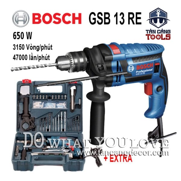 Máy Khoan Động Lực 100 Chi Tiết Bosch GSB 13RE 0615A000PM 650W