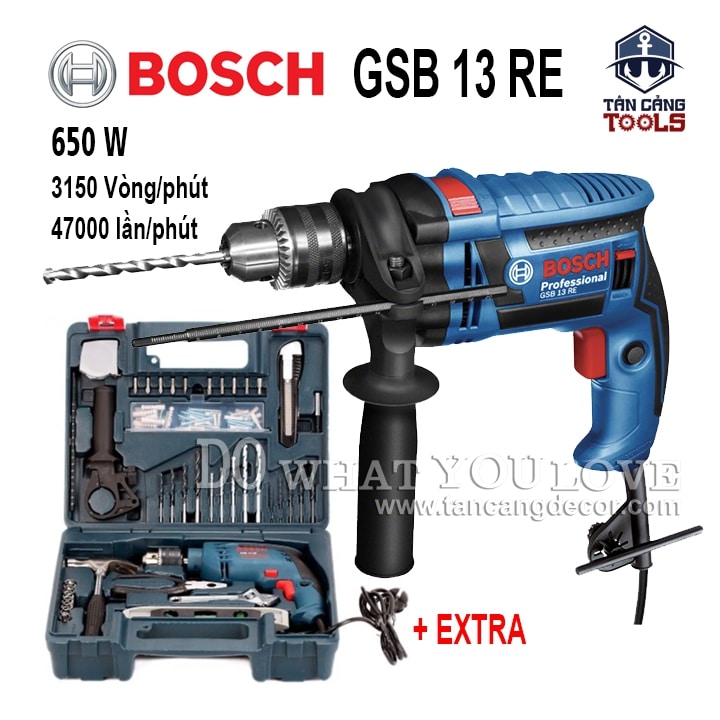 Máy Khoan Động Lực 100 Chi Tiết Bosch GSB 13RE 0615A000PM 650W