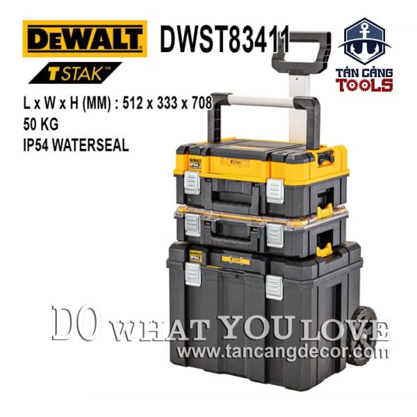Combo Thùng Đựng Dụng Cụ TSTAK DeWalt DWST83411 Có Xe Kéo