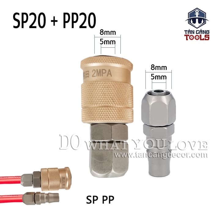 Combo Đầu Nối Nhanh Máy Nén Khí - Lẫy Đồng