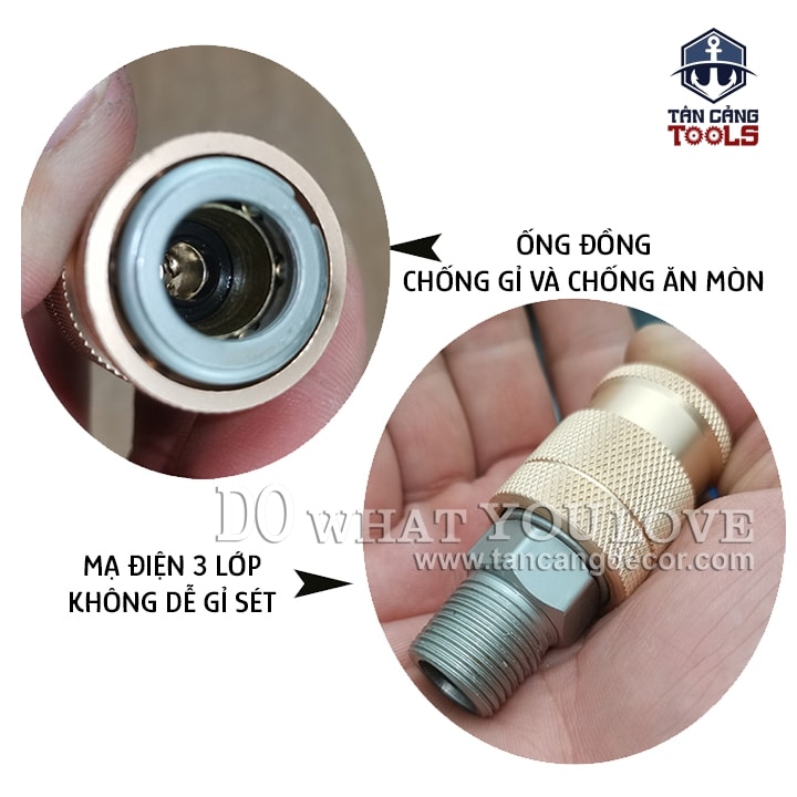 Combo Đầu Nối Nhanh Máy Nén Khí - Lẫy Đồng - Ảnh 3