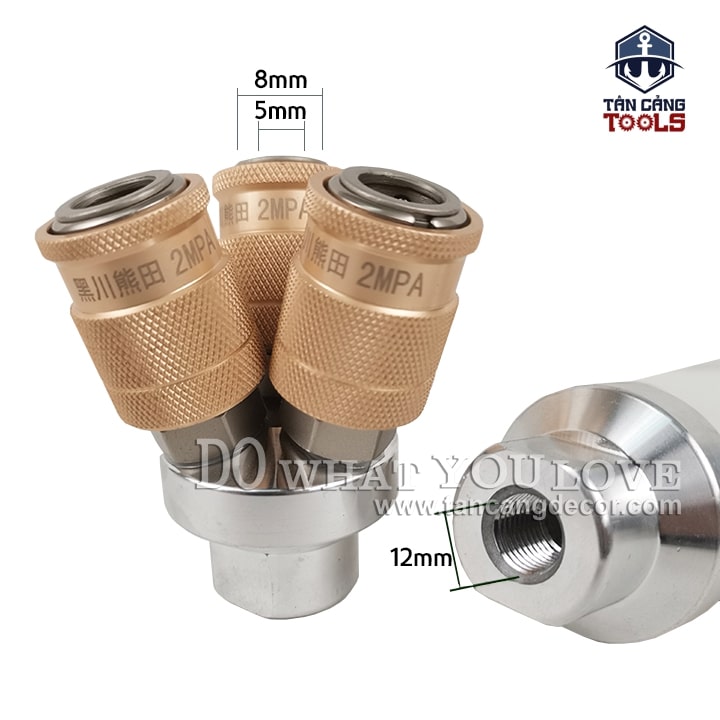 Đầu Nối Nhanh Chia 3 Máy Nén Khí - Lẫy Đồng
