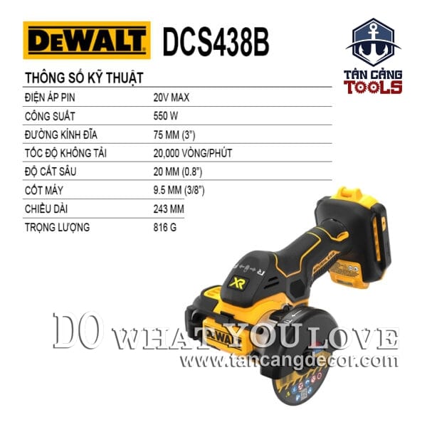 Alternative view of Máy Cắt Đa Năng 76mm Dùng Pin 20V Dewalt DCS438B ( Thân Máy )