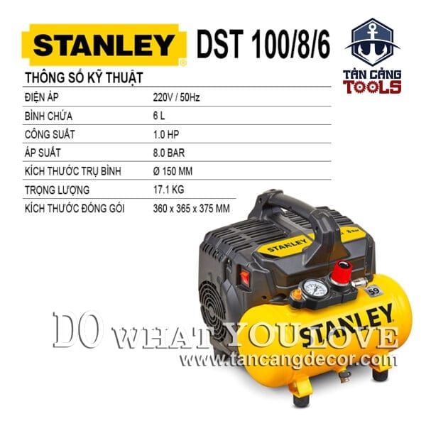 Alternative view of Máy Nén Khí Không Dầu 6 Lít 1.0 HP Stanley FatMax DST100/8/6 ( Siêu Giảm Âm )