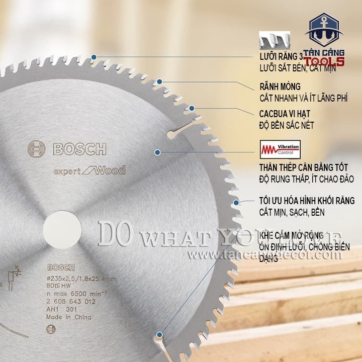 Lưỡi Cưa Gỗ Hợp Kim 254 x 30 mm x 80T Bosch 2608643009 - Ảnh 2