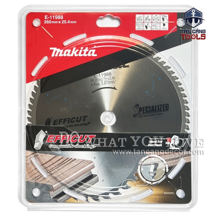 Lưỡi Cưa Gỗ Hợp Kim 260 x 25.4 mm x 75T Makita E-11988 ( Composite, Gỗ Công Nghiệp ) - Ảnh 2