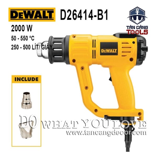Máy thổi nhiệt 2 Cấp Độ DeWalt D26414-B1 2000W ( Có Màn Hình Hiển Thị )