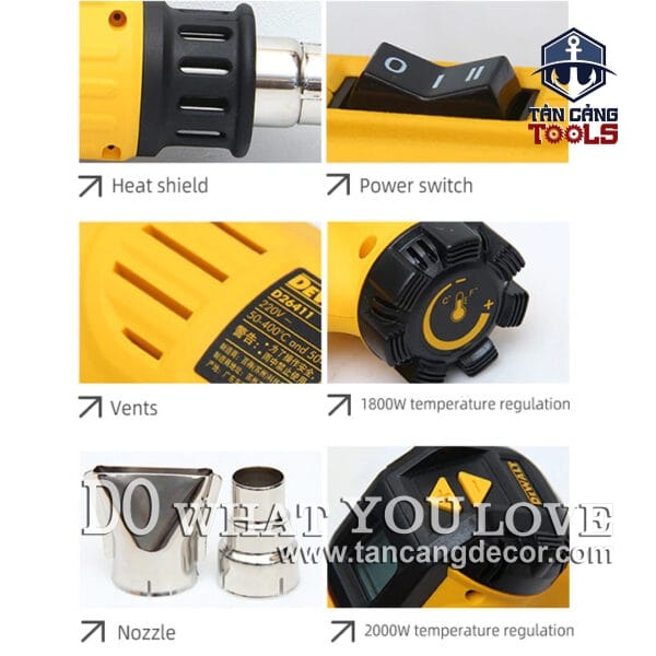Máy thổi nhiệt 2 Cấp Độ DeWalt D26414-B1 2000W ( Có Màn Hình Hiển Thị ) - Ảnh 7