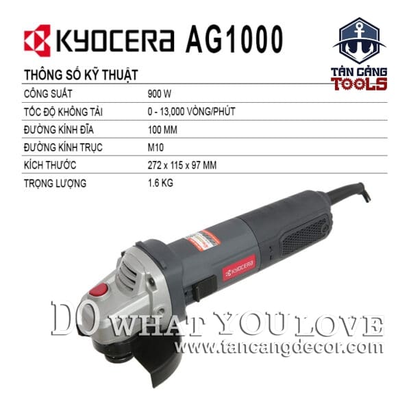 Alternative view of Máy Mài Góc 100 mm Kyocera AG1000 900W - Tặng Kèm 1 Đá Mài ( Công Tắc Trượt )