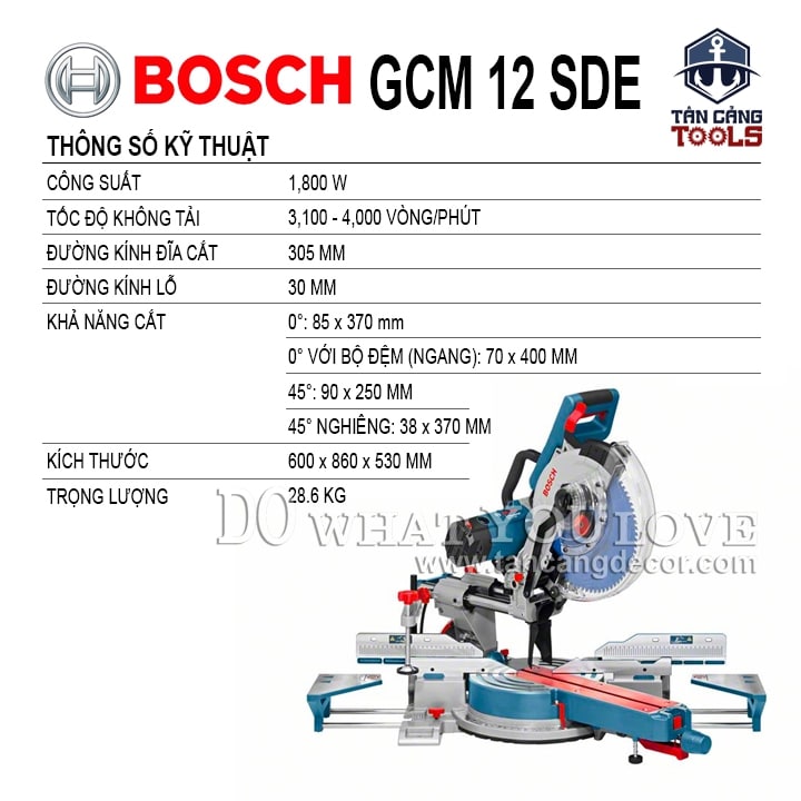 Máy Cưa Cắt Đa Góc Trục Trượt Bosch GCM 12 SDE ( Có Điều Tốc ) - Ảnh 2