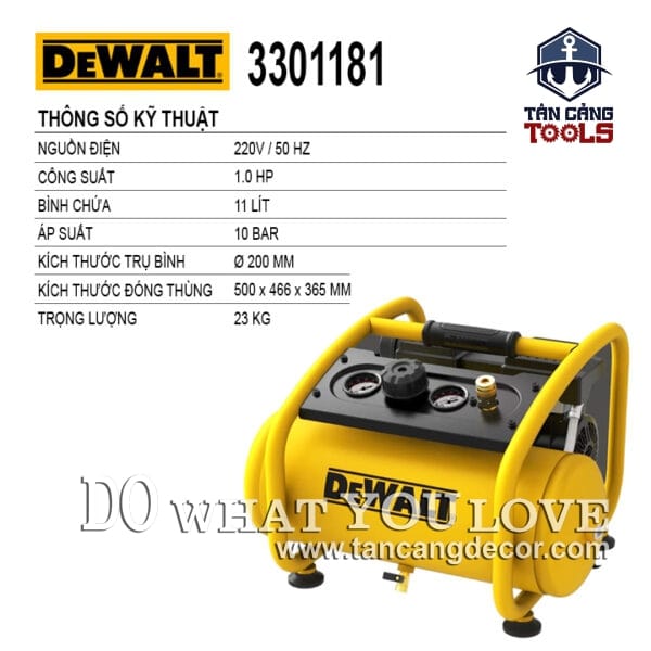 Alternative view of Máy Nén Khí Không Dầu 11 Lít 1.0 HP Dewalt DXCM3301181 ( Siêu Giảm Âm )