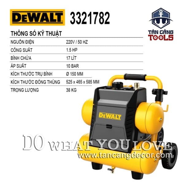 Alternative view of Máy Nén Khí Không Dầu 17 Lít 1.5 HP Dewalt DXCM3321782 ( Siêu Giảm Âm, Có Bánh Xe Và Tay Kéo )