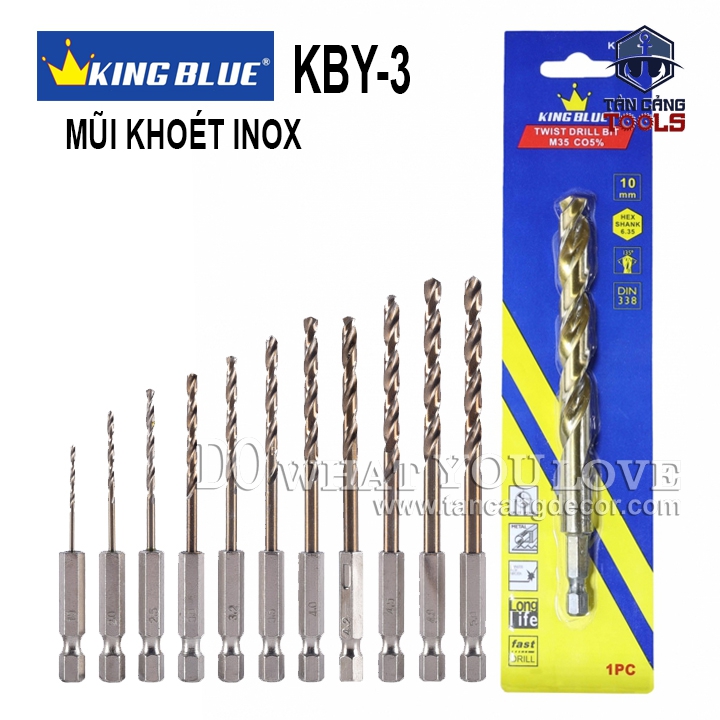 Mũi Khoan Inox Chuôi Lục Giác Kingblue KBY-3 ( 5 % Coban ) (nhiều kích thước)