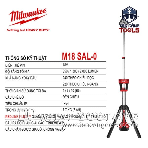 Alternative view of Đèn Pin Dạng Đứng Dùng Pin Milwaukee M18 SAL-0 ( Thân Máy )