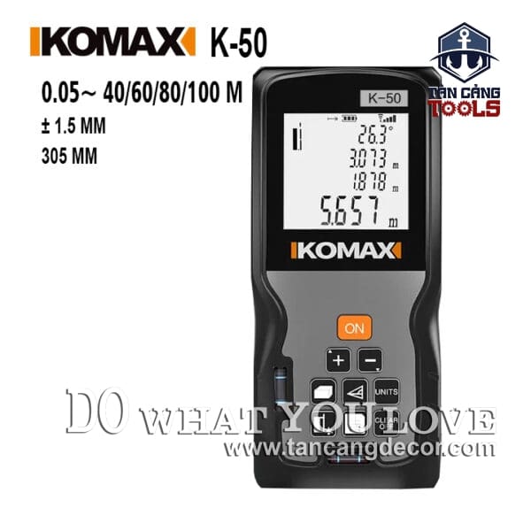 Thước Đo Khoảng Cách Điện Tử 50 Mét Komax K-50 ( Nhiều Tính Năng )
