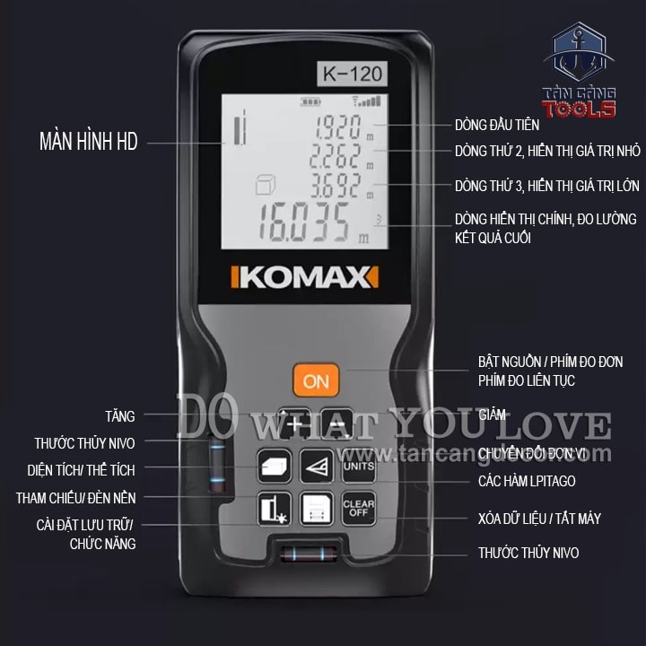 Thước Đo Khoảng Cách Điện Tử 50 Mét Komax K-50 ( Nhiều Tính Năng ) - Ảnh 10