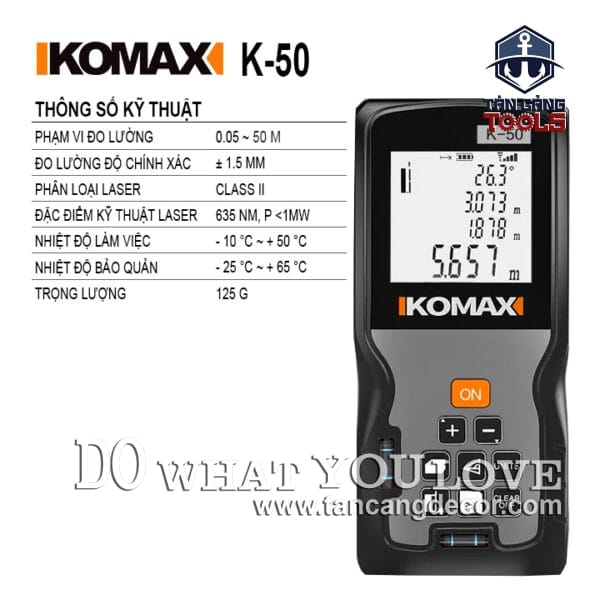 Alternative view of Thước Đo Khoảng Cách Điện Tử 50 Mét Komax K-50 ( Nhiều Tính Năng )