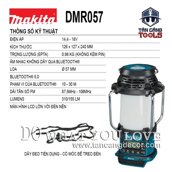 Alternative view of Đèn Led Kết Hợp Radio Và Cổng Sạc Dùng Pin Makita 18V DMR057 ( Thân Máy )
