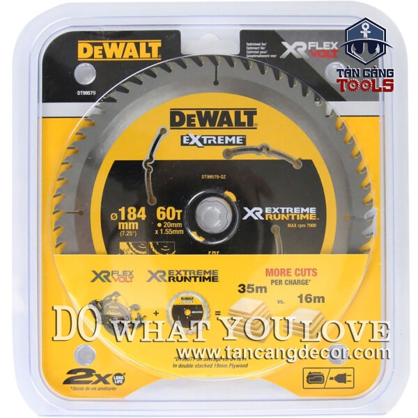 Alternative view of Lưỡi Cưa Gỗ Hợp Kim 184 x 20 mm x 60 T DeWalt DT99579-QZ ( Extreme Runtime )
