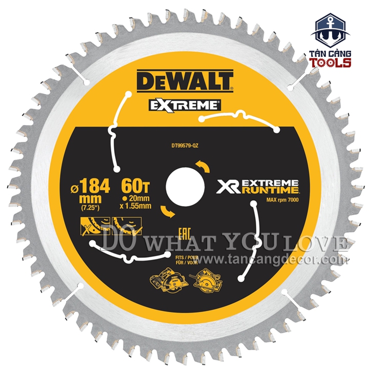 Lưỡi Cưa Gỗ Hợp Kim 184 x 20 mm x 60 T DeWalt DT99579-QZ ( Extreme Runtime ) - Ảnh 4