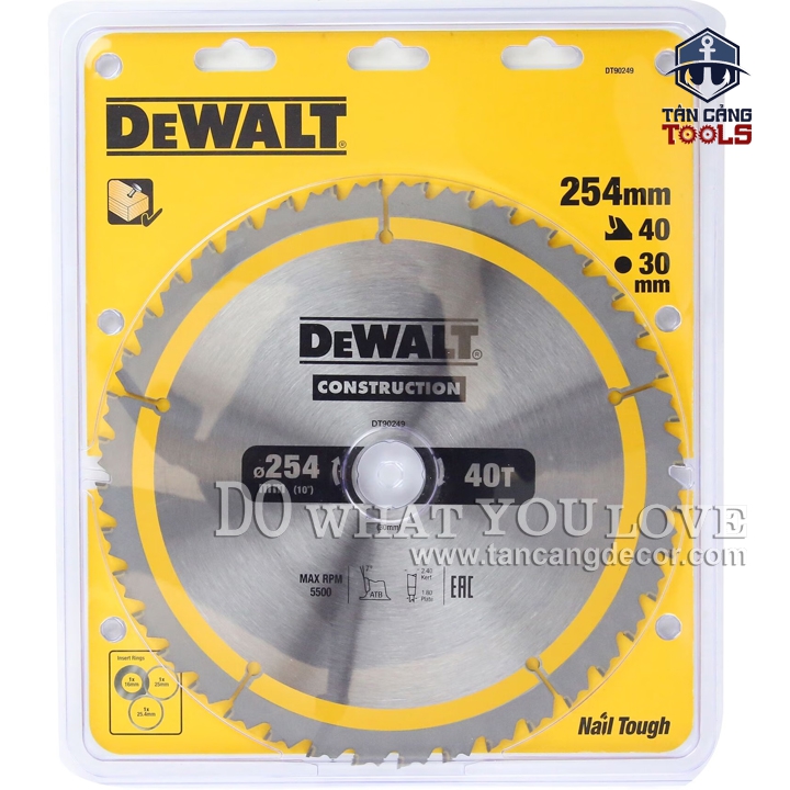 Lưỡi Cưa Gỗ Hợp Kim 254 x 30 mm x 40 T DeWalt DT90249 ( Kèm 3 Vòng Đệm ) - Ảnh 2