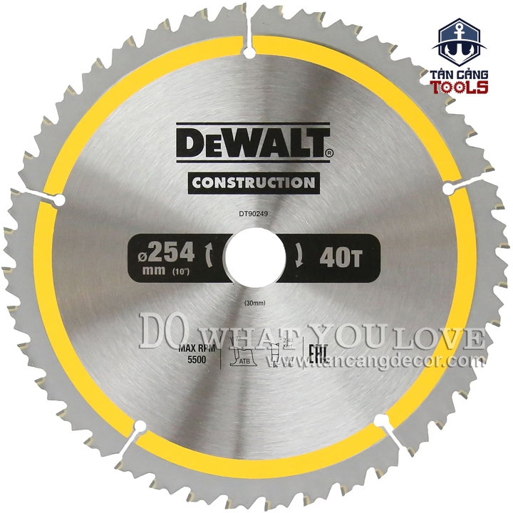 Lưỡi Cưa Gỗ Hợp Kim 254 x 30 mm x 40 T DeWalt DT90249 ( Kèm 3 Vòng Đệm ) - Ảnh 4