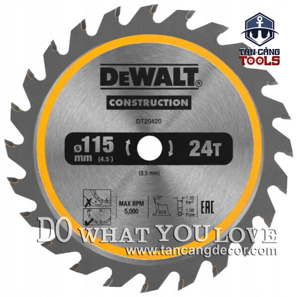 Alternative view of Lưỡi Cưa Gỗ Hợp Kim 115 x 9.5 mm x 24 T DeWalt DT20420