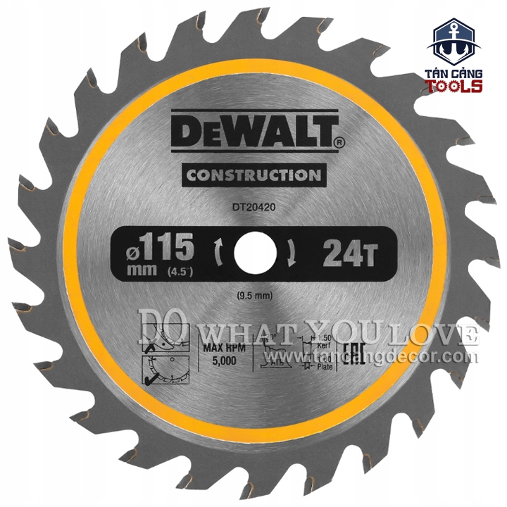 Lưỡi Cưa Gỗ Hợp Kim 115 x 9.5 mm x 24 T DeWalt DT20420 - Ảnh 2
