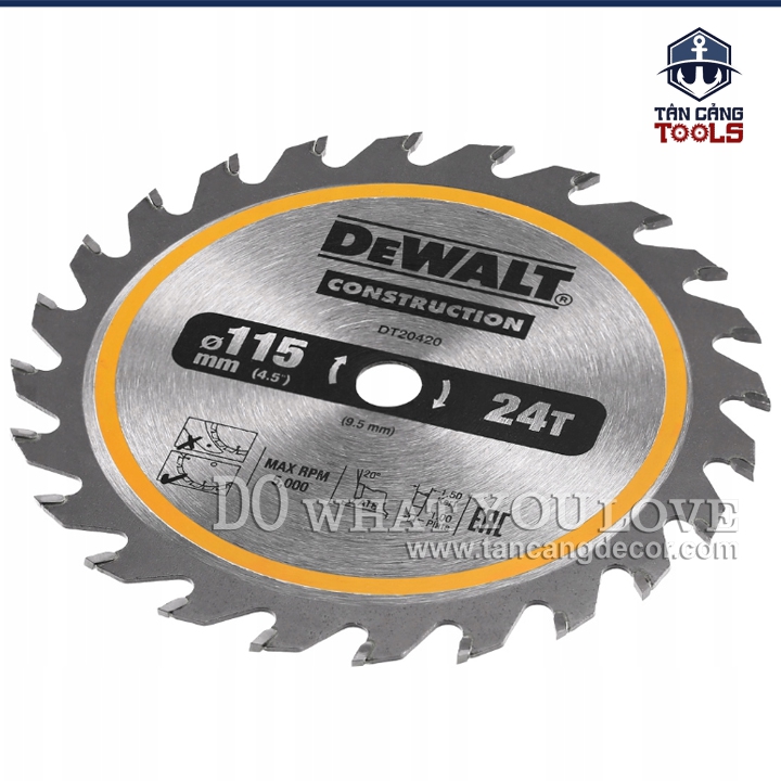 Lưỡi Cưa Gỗ Hợp Kim 115 x 9.5 mm x 24 T DeWalt DT20420 - Ảnh 4