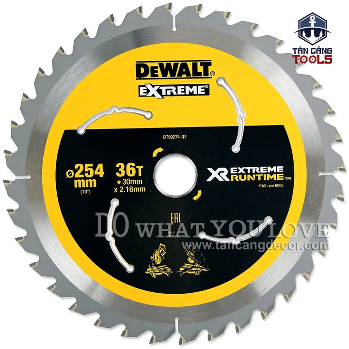 Lưỡi Cưa Gỗ Hợp Kim 254 x 30 mm x 36 T DeWalt DT90274 ( Kèm 3 Vòng Đệm ) - Ảnh 4