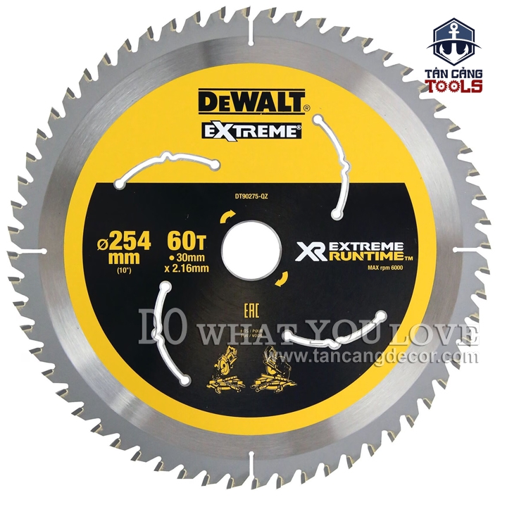 Lưỡi Cưa Gỗ Hợp Kim 254 x 30 mm x 60 T DeWalt DT90275 ( Kèm 3 Vòng Đệm ) - Ảnh 2